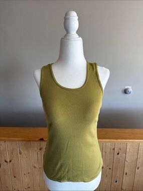 Rubbish Olive Ribbed Scoop Neck Tank